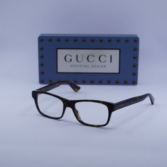 Gucci GG0006O 009 Rectangle Eyeglasses - Havana 55mm - Picture 1 of 10